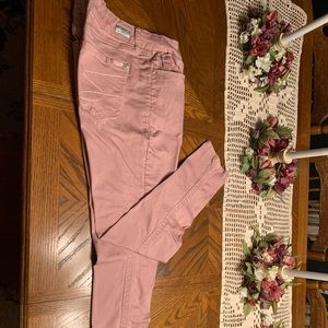 Seven7 Ladies size 14 Tummyless High-Rise Skinny Silver-Pink Jeans